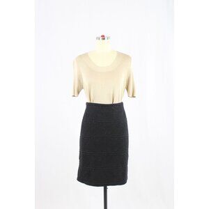 AKRIS PUNTO Black Cotton Blend Bubble Jacquard Pencil Skirt, Size 12